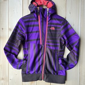 The North Face Zip Up Hooded Purple Fleeced Lined Jacket Womens Small